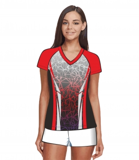 Футболка женская 204 рукав короткий реглан расцветка1 красная